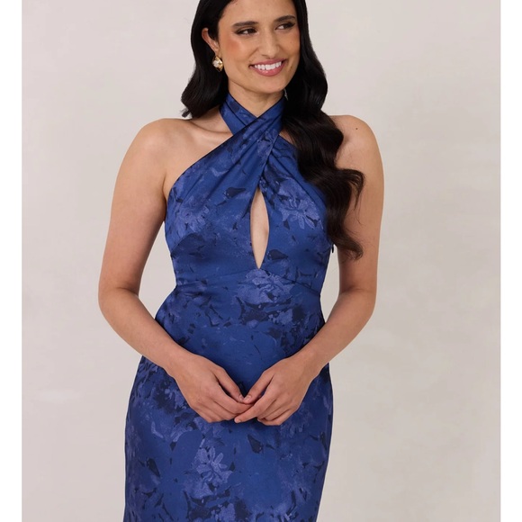 Navy Halter Neck Dress - Picture 2 of 7